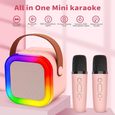 K12 Dual Microphone Karaoke Bluetooth Speaker RGB Light Two 5W Speakers