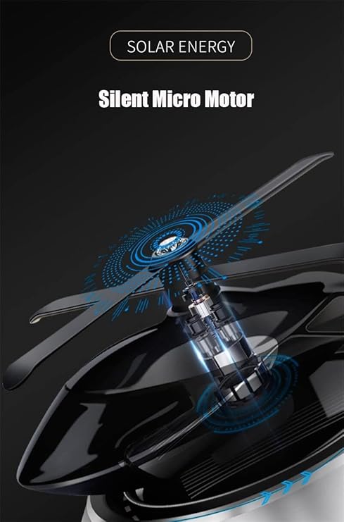 Solar Helicopter Air Freshener - Rotating Car Aroma Diffuser (Gold)