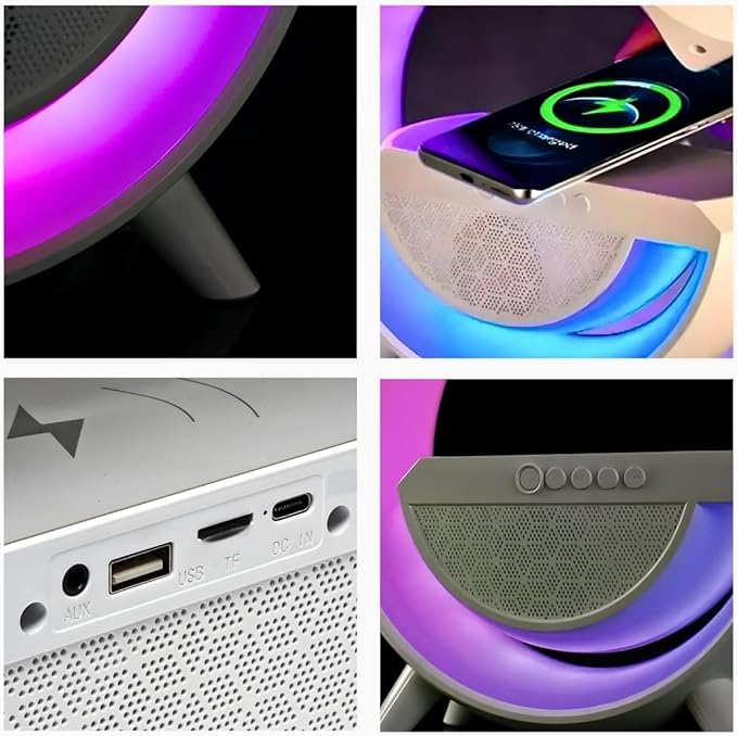 G-Shape LED Wireless Charging Speaker Lamp | 4 in 1 Lamp with Bluetooth Speaker | G-Shape Atmosphere Lamp | G Shape Lamp | Dynamic G Lamp | G Shape Wireless Charger With Lamp
