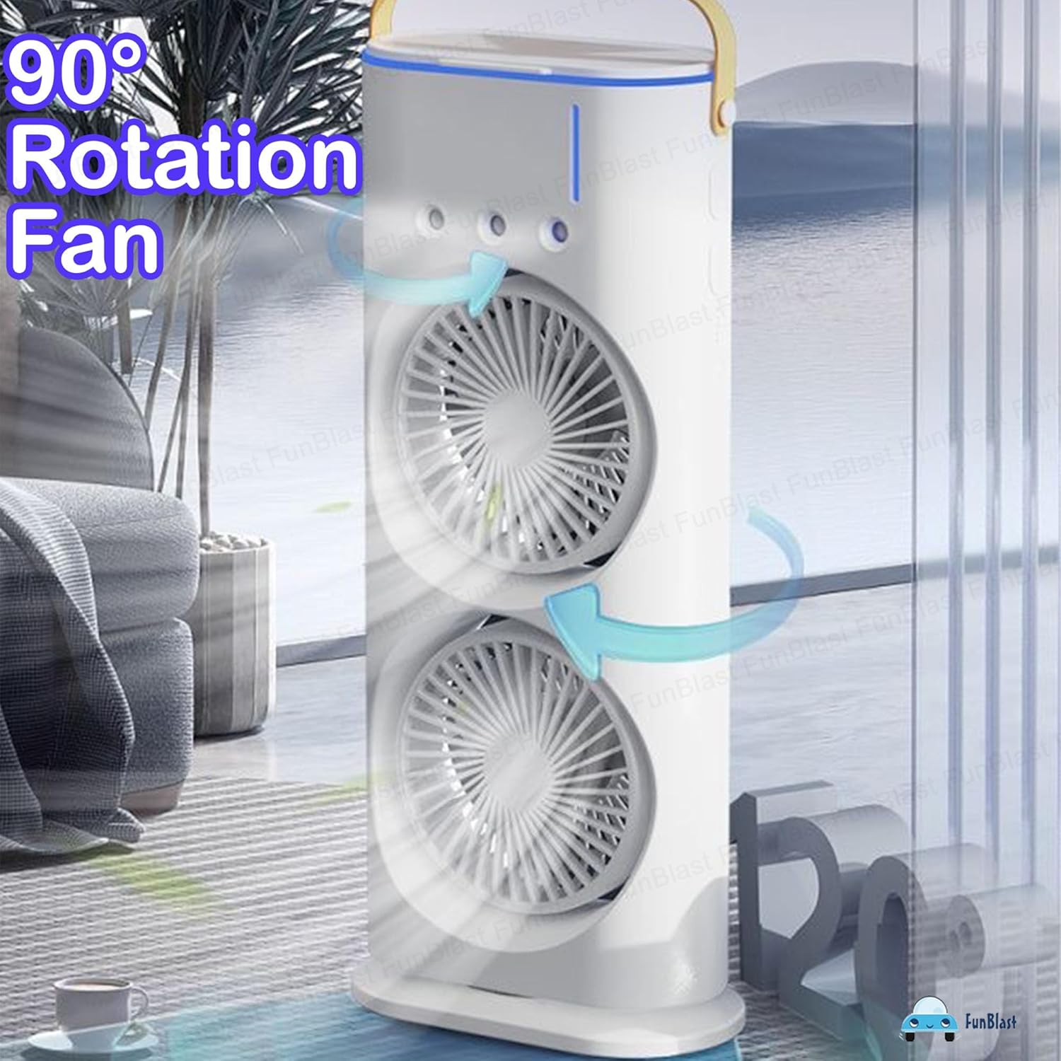 FunBlast Portable Fan – Double Ended Spray Fan, Desk Fan with Mist Spray, Travel Cooler Fan, Water Misting Fan, USB Rechargeable Mini Desktop Table Cooling Fan for Office, Mist Fan with Water Spray