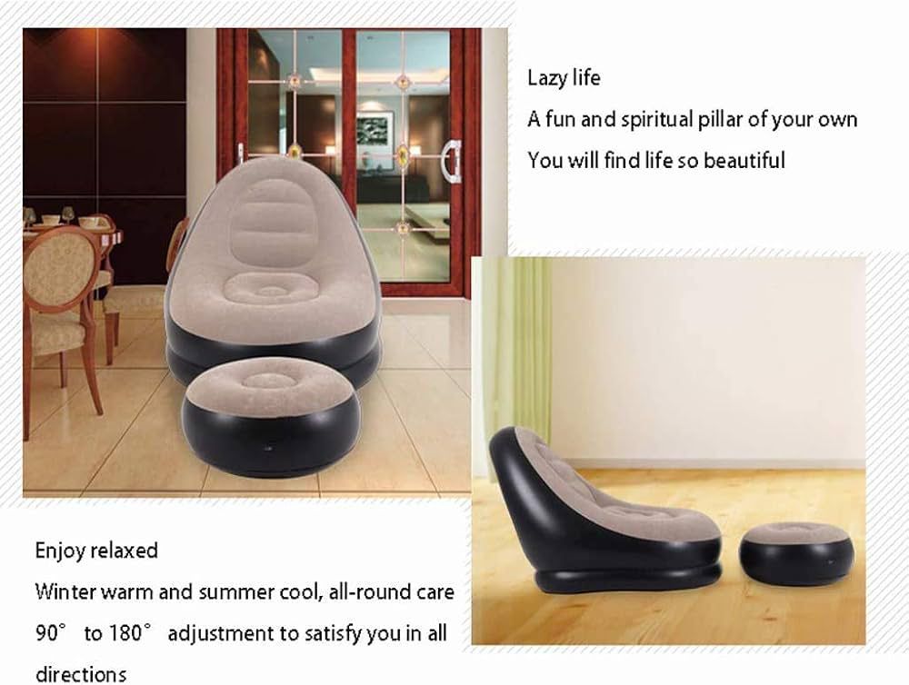 Inflatable Sofa - Inflatable Lounge Chairs 98 * 116 * 83cm|Air Couch Footrest 31 * 62cm, Lazy Necessity Furniture|Gaming|Reading & Movie Watching Lounger|Outdoor Travel Camping Picnic