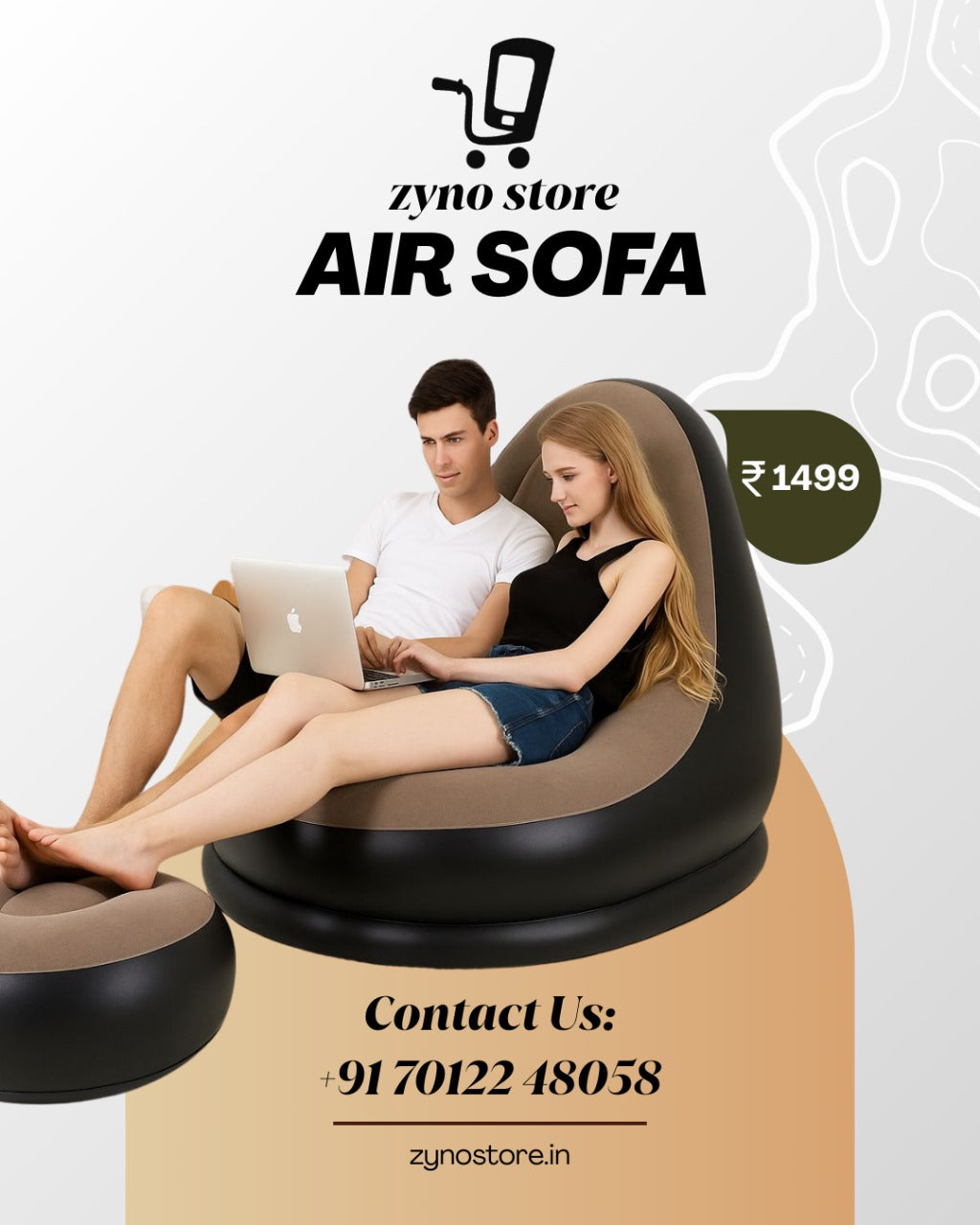 Inflatable Sofa - Inflatable Lounge Chairs 98 * 116 * 83cm|Air Couch Footrest 31 * 62cm, Lazy Necessity Furniture|Gaming|Reading & Movie Watching Lounger|Outdoor Travel Camping Picnic